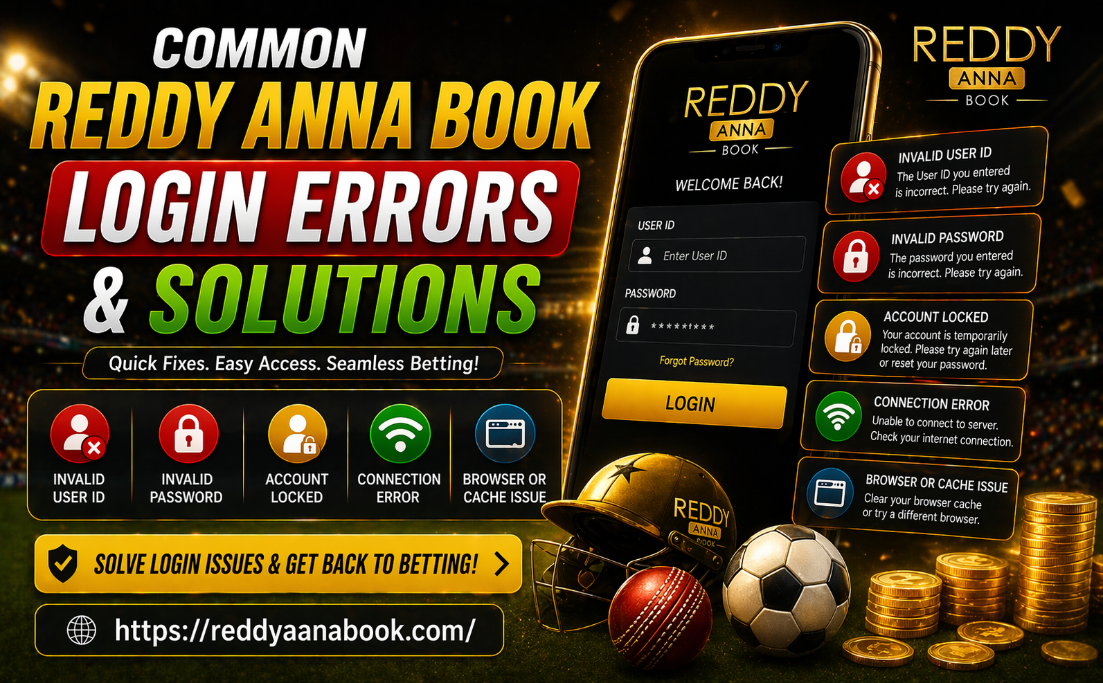 Common Reddy Anna Book Login Errors & Solutions